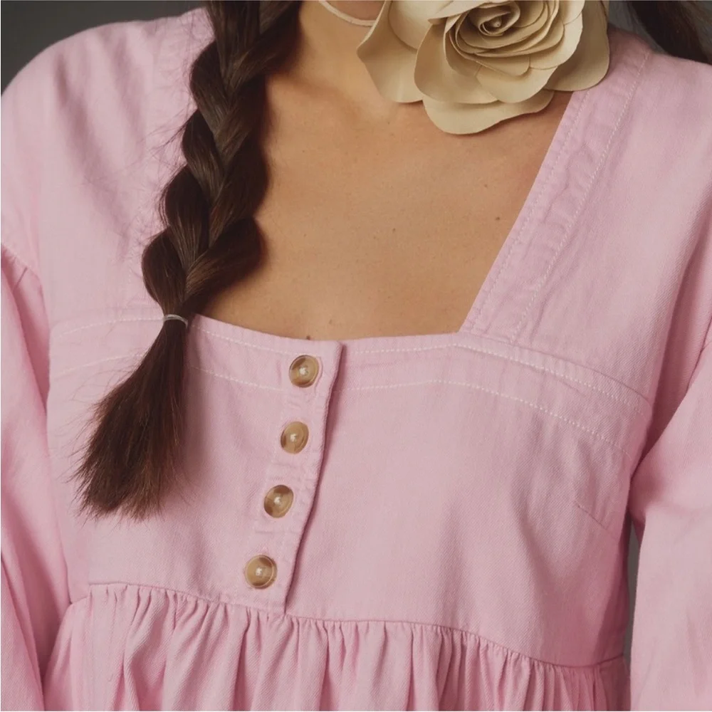 NWOT By Anthropologie Square Neck Babydoll Dress - Picture 4 of 8